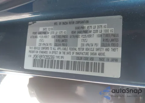 2019 Mazda Cx-5 Sport z USA, uszkodzony, nr VIN JM3KFABM7K0552389